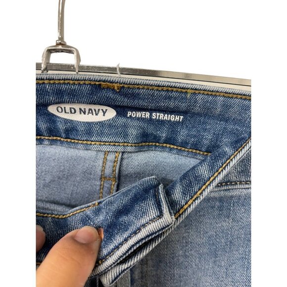 Old Navy Power Straight Denim Blue Jeans Light Wash Stretchy Women’s 20 - Picture 3 of 4